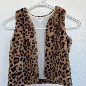 Faux Fur Leopard Vest - Brown/Black